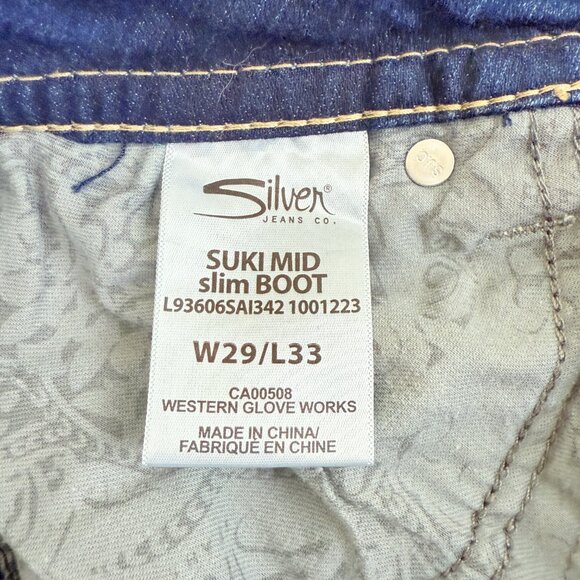 Silver Suki Mid Slim Bootcut Jeans W29 L33 Dark Wash - Picture 9 of 10